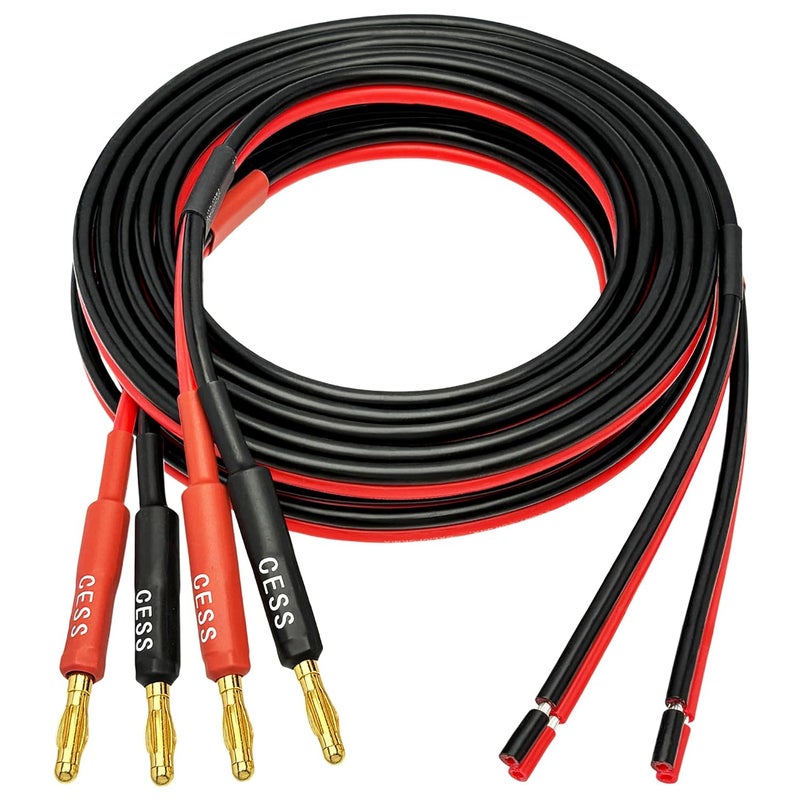 CNCESS CESS-225-6f Banana Plug Adapter Connector to Bare Wire Open End Audio Cable DIY for Speaker & Amplifier, 2-Channel, 14 Gauge (6 Feet) - Image 1